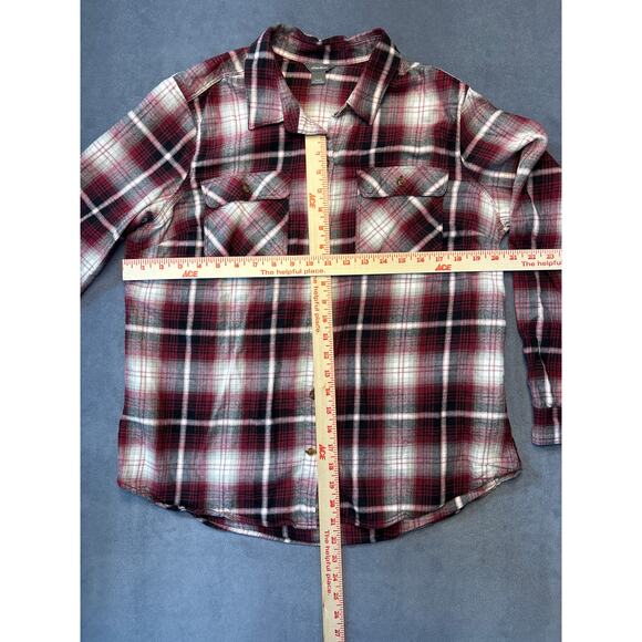 Eddie Bauer Mauve & Black Flannel Shirt Women’s Size Large - Picture 3 of 9